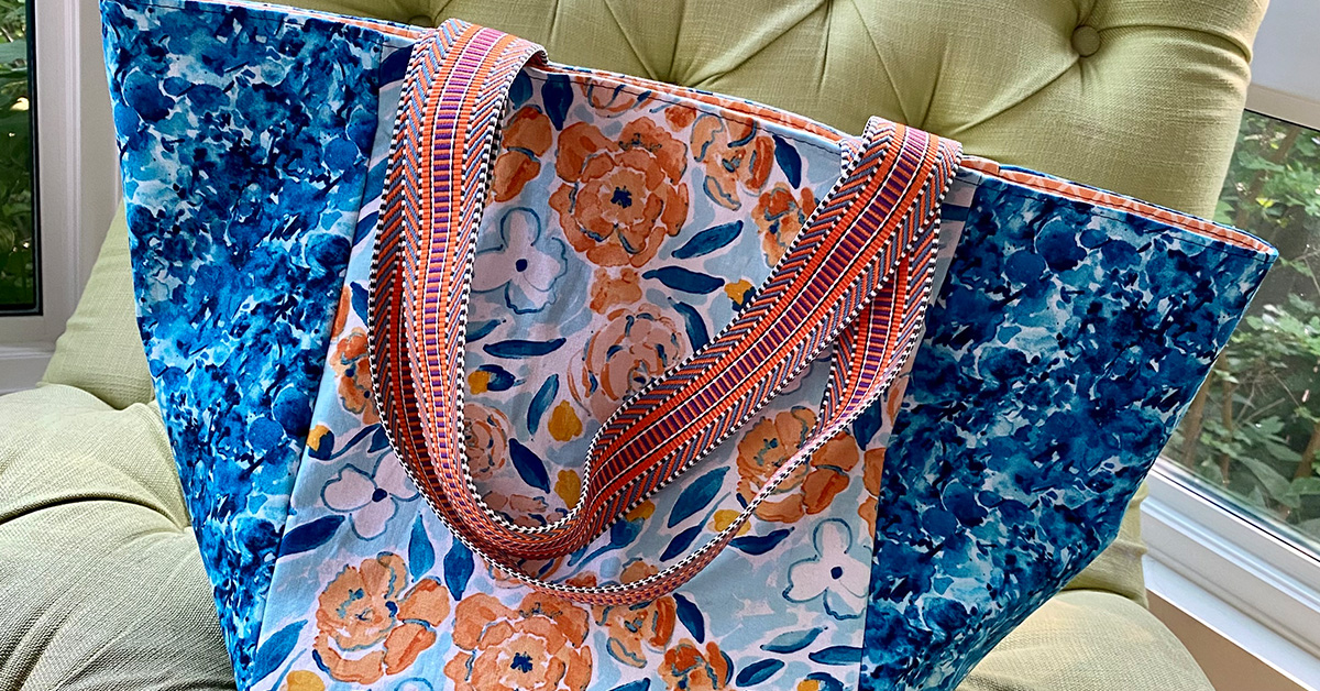 Blue and Orange Market Tote Bag