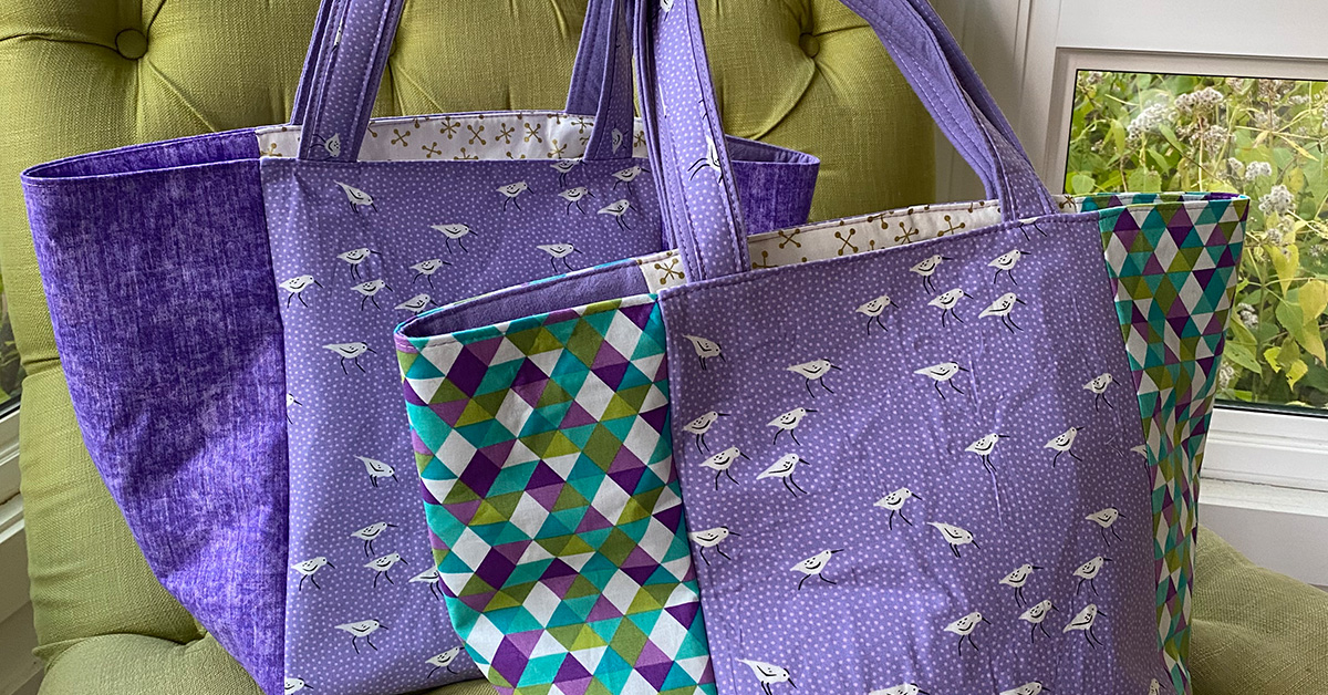 Market Tote Bag with Purple Sandpipers